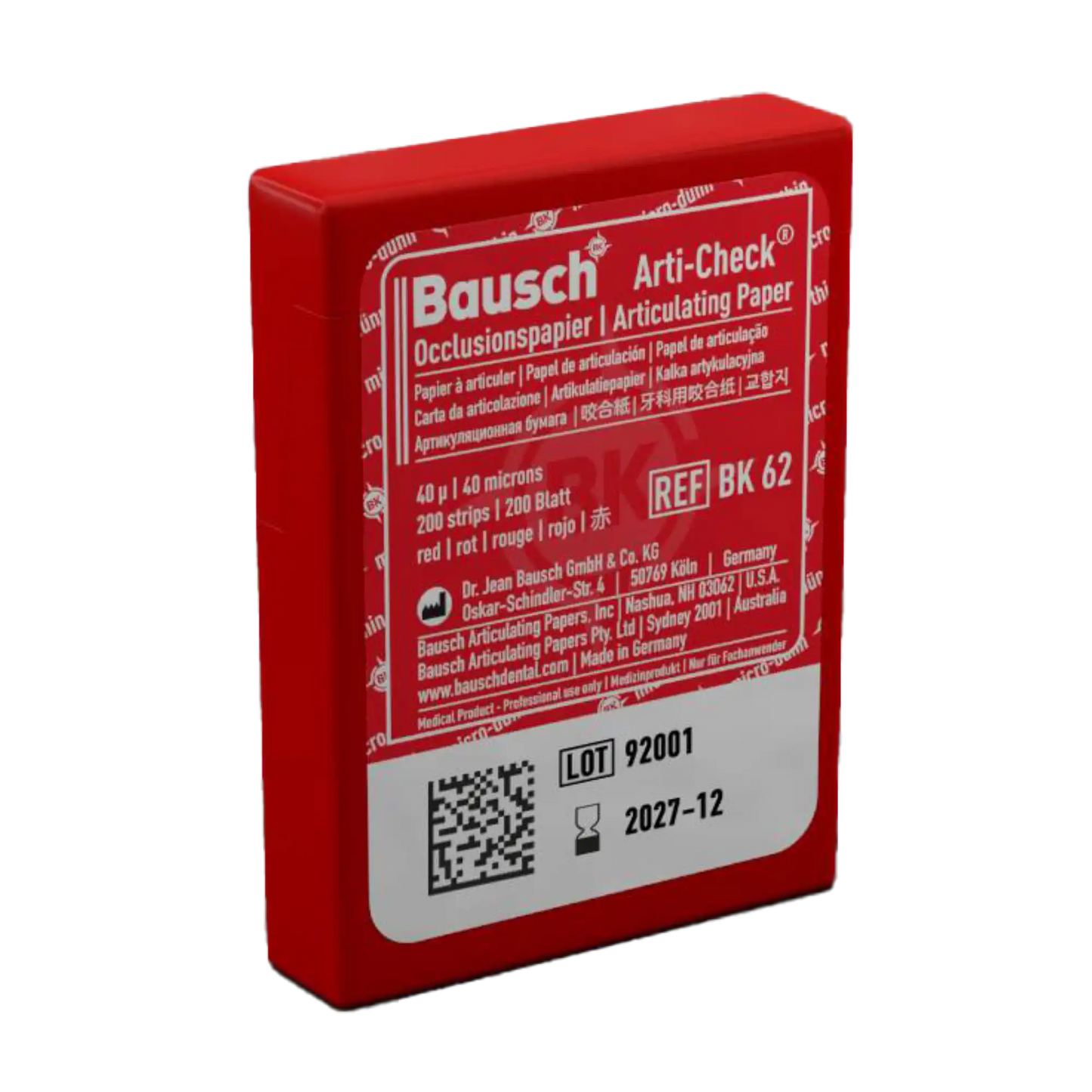 Bausch - Articulating Paper Pre-Cut 200 Strips Red