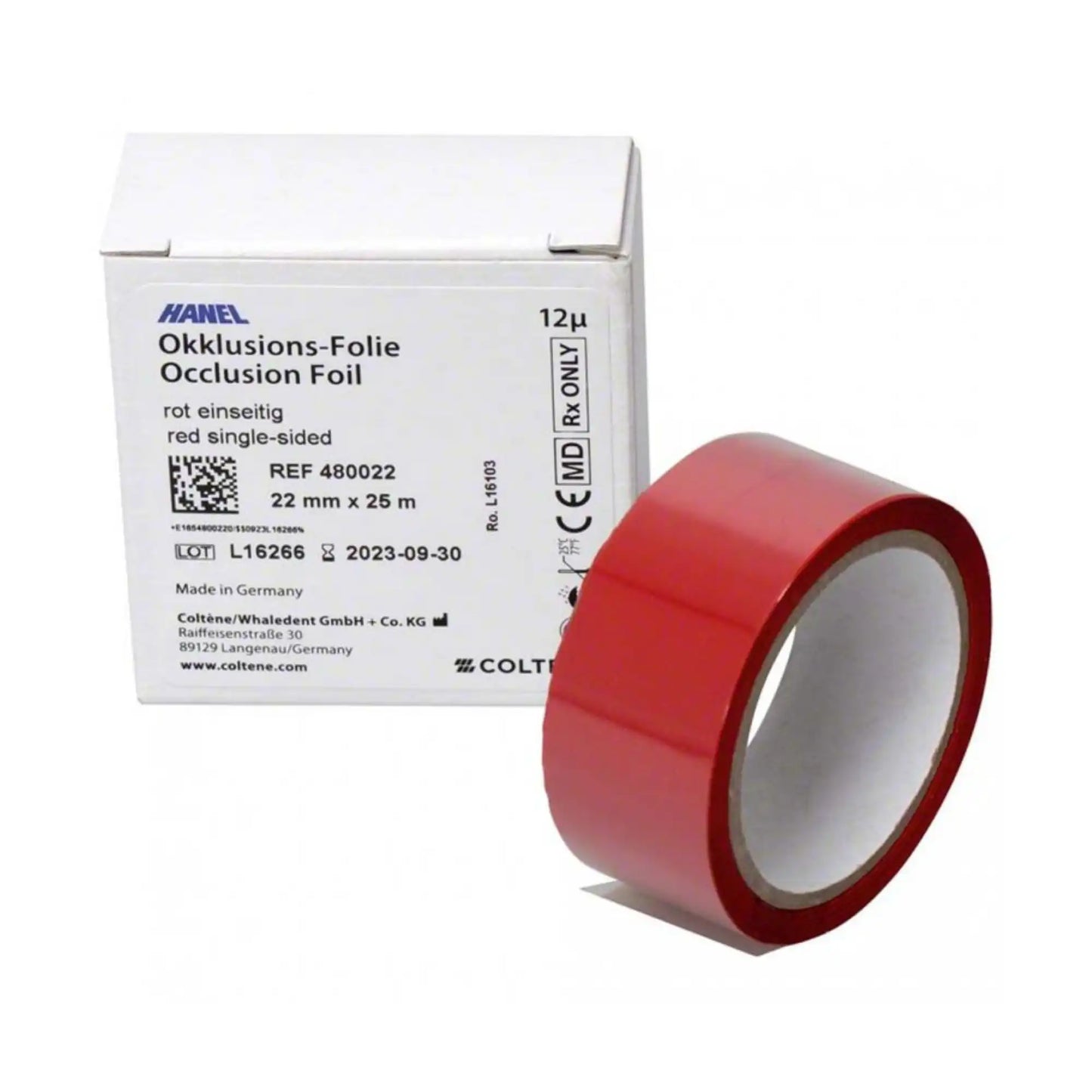 Coltene - Hanel Occlusion Foil, Two-sided Red, 12 microns, 22 mm x 25 m roll