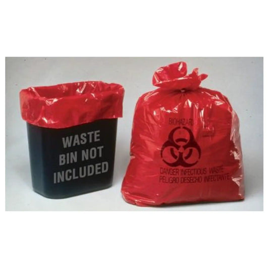 Palmero - Dis-Pose Infectious Waste Bags, 10 Gallon 24" x 24" (100 bags per box with ties)