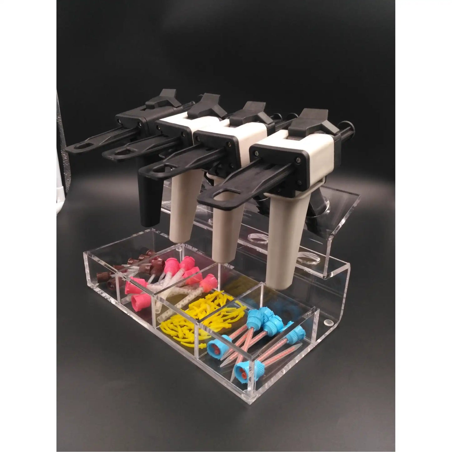 Plasdent - Clear Acrylic Impression Organizer, Holds 4 impression syringes with 4