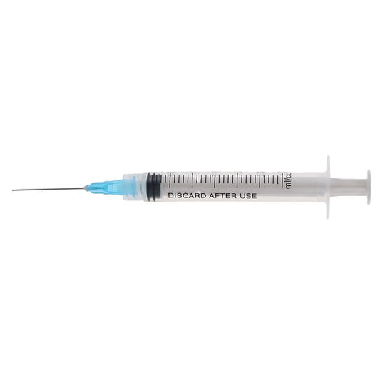 Plasdent - Pre-Tipped Irrigator Syringe 3Cc, 23Ga, 100Pcs/Box Side Vented, Monoject Style