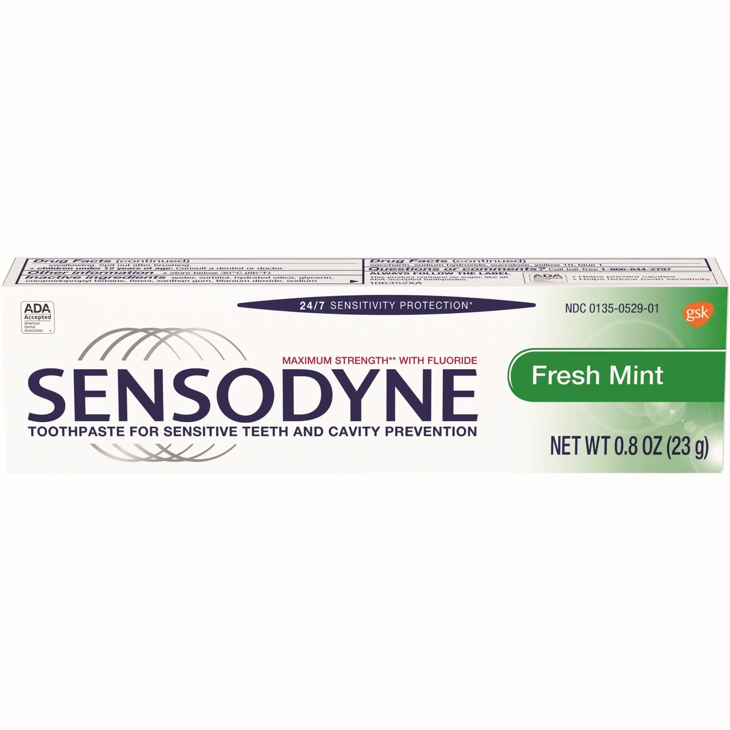 Sensodyne? Fresh Mint Toothpaste, Trial Size, 0.8 oz. tube, 12/pkg, 3 pkg/cs (36 tubes total)