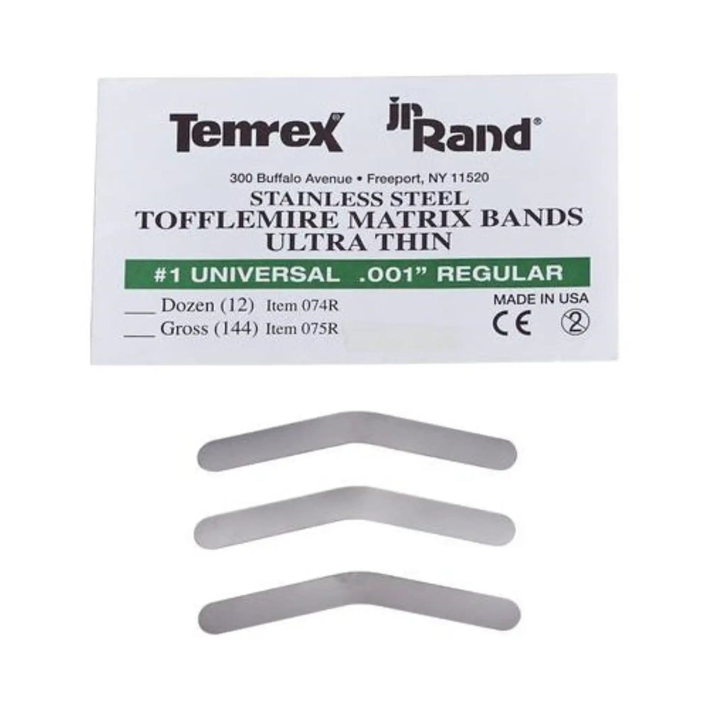 Temrex - JR Rand Tofflemire type #1 Adult Universal .001 gauge Ultra Thin Stainless **Discontinued see TE-075