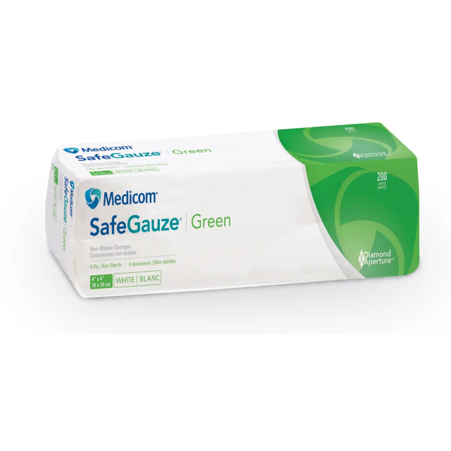 Medicom - SafeGauze Green Non-Woven Sponges N/S 4x4 4-Ply 2000/Case