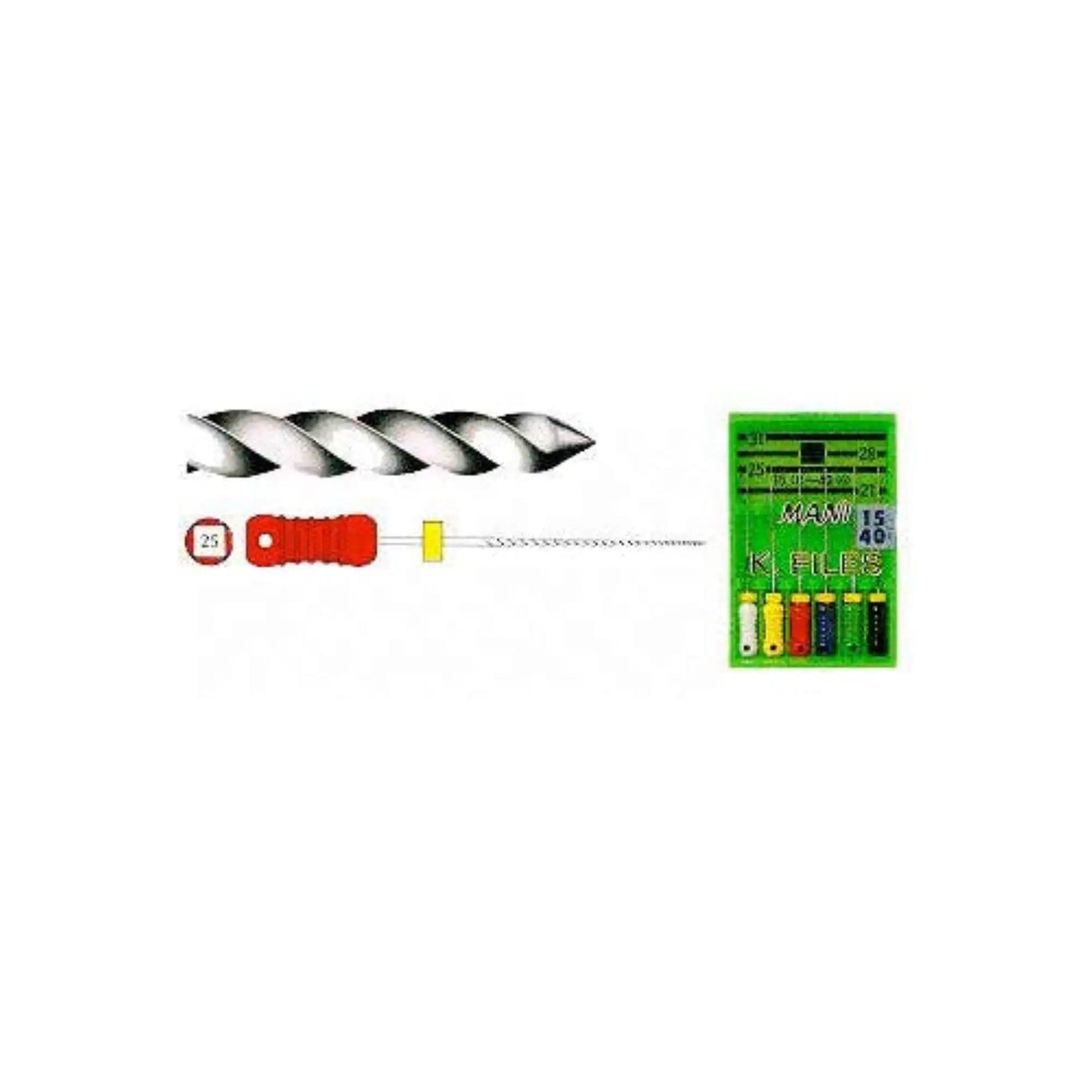 Stainless Steel K-File with Plastic Handle & Endo Stop, 28 mm, 0.02 Taper, # 55, Red, 6/Pk, MK2855