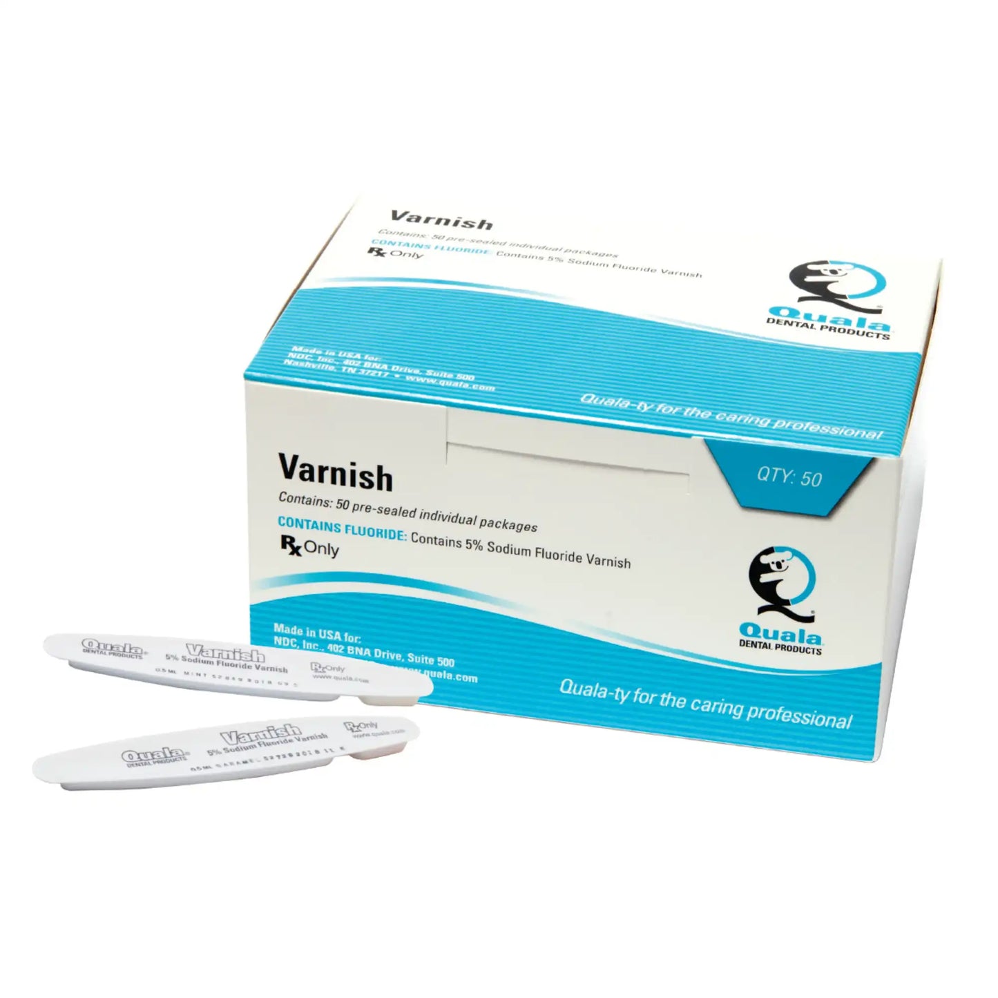Quala - 5% Sodium Fluoride Varnish, 0.5ML Unit Dose, Mint, Clear, 50/bx,