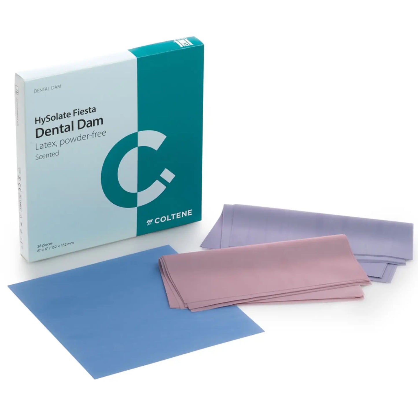 Coltene - HySolate Fiesta Latex Dental Dam assorted heavy 152x152, 36 pcs - (Replaces CO-H04644)