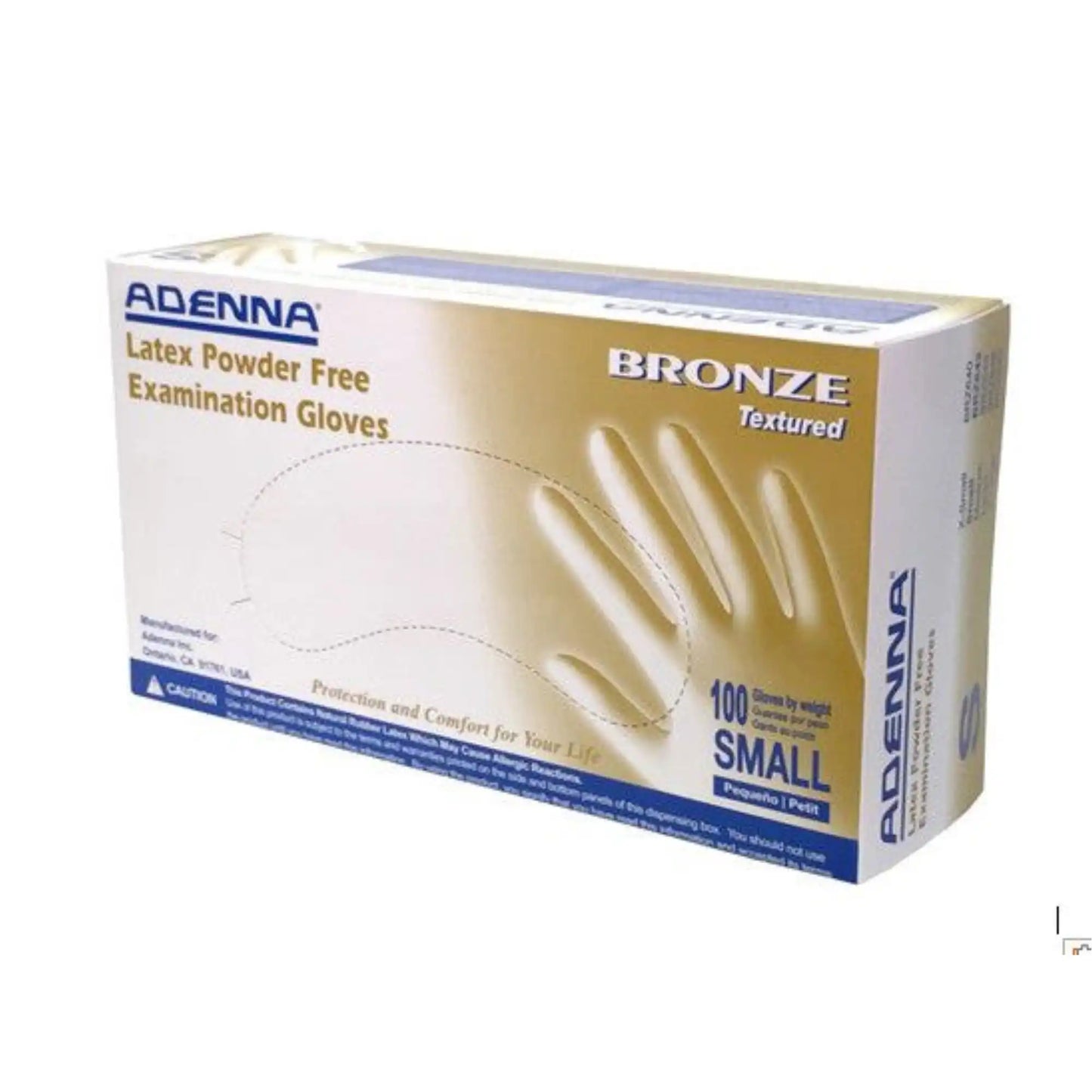 Adenna Bronze Small Latex Exam Gloves PF, Textured