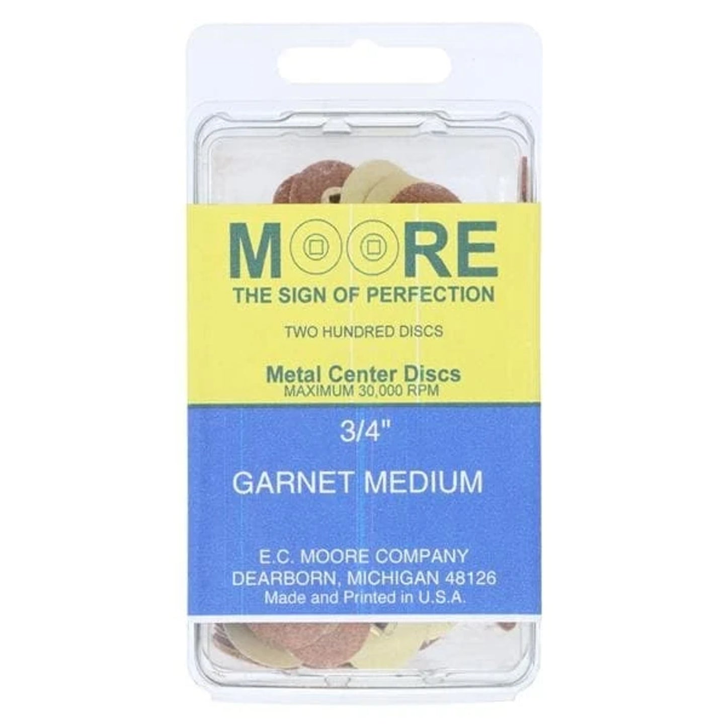 Paper Discs Brass Center 3/4" Garnet Medium 200/Pk