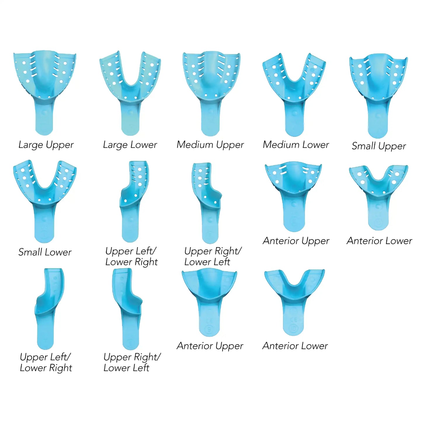 Pac-Dent - Opti-Tray Disposable Upper Small Perforated Impression Tray Light Blue Package Of 12 Trays