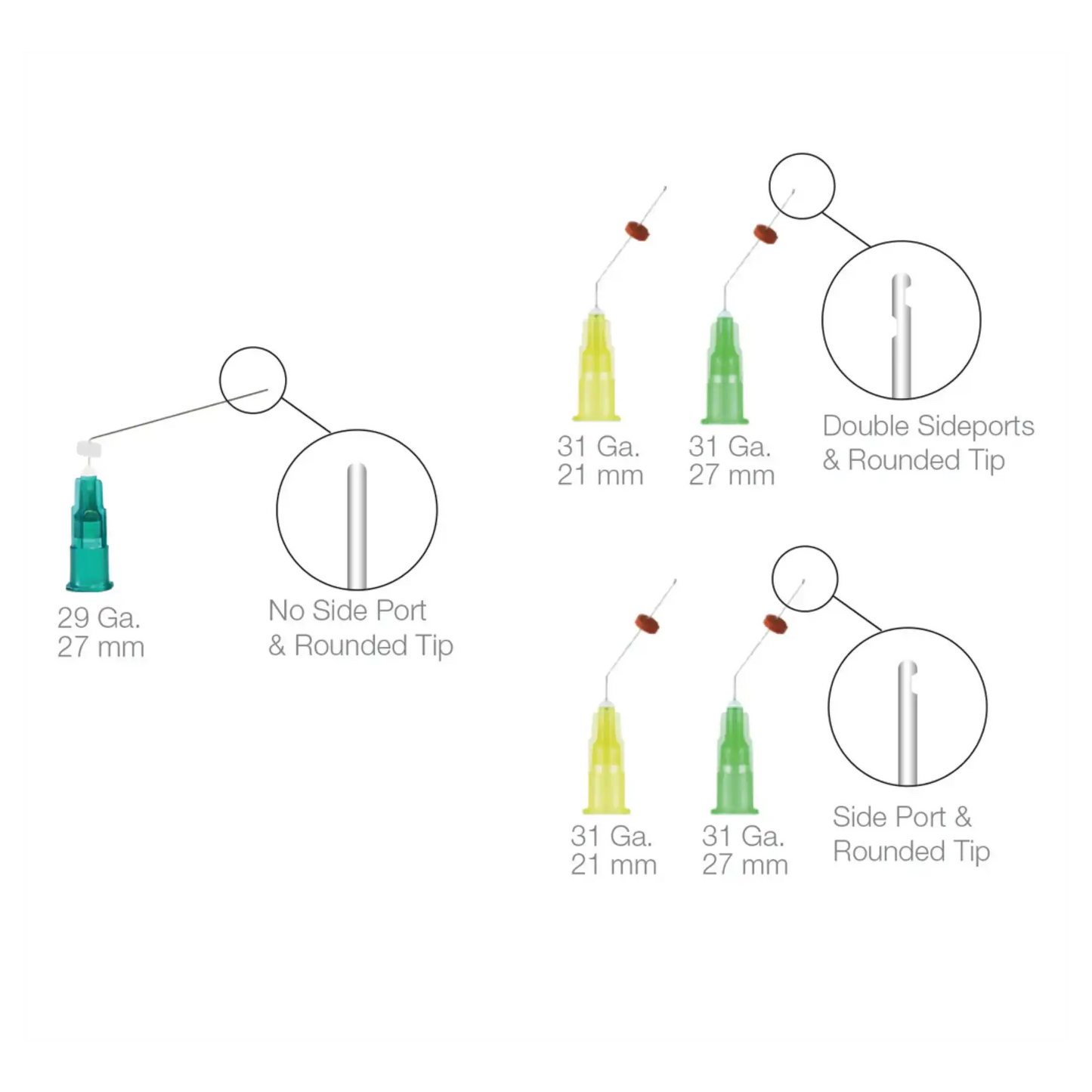 Pac-Dent - OptiProbe Double Sideport Irrigator Needle Tips, 27ga, 21 mm, Yellow, 50/Pk