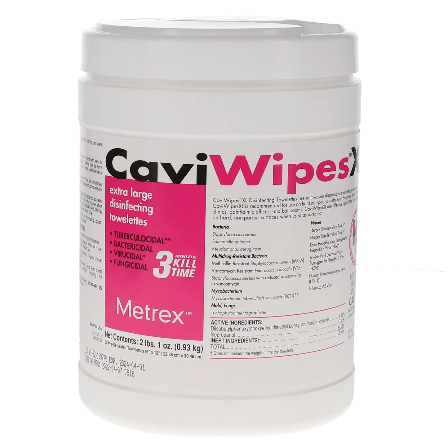 CaviWipes Disinfectant Towelette X-Large 65/Can