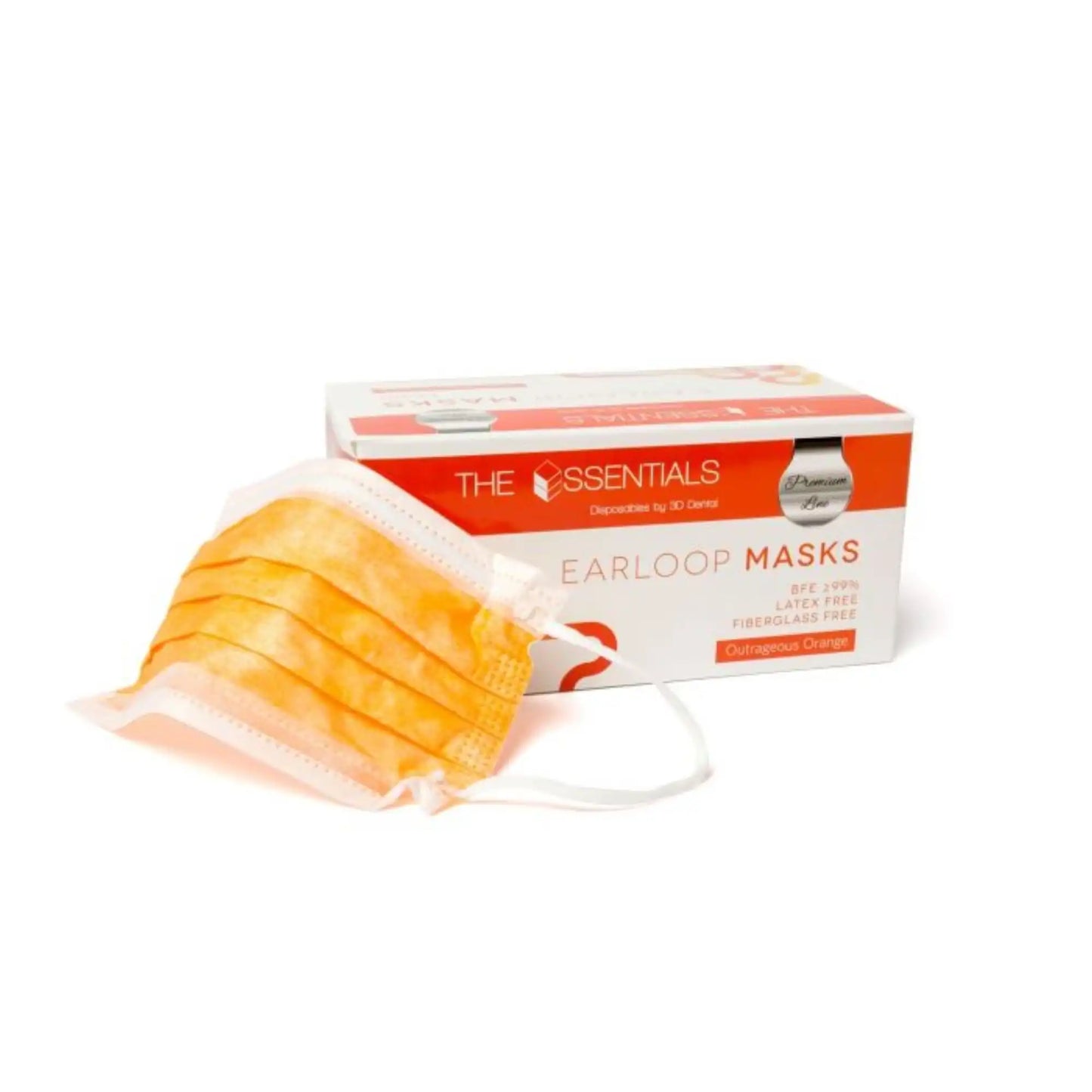 3D - Earloop Premium Masks 3-Ply 50/Bx Outrageous Orange (Level 2)