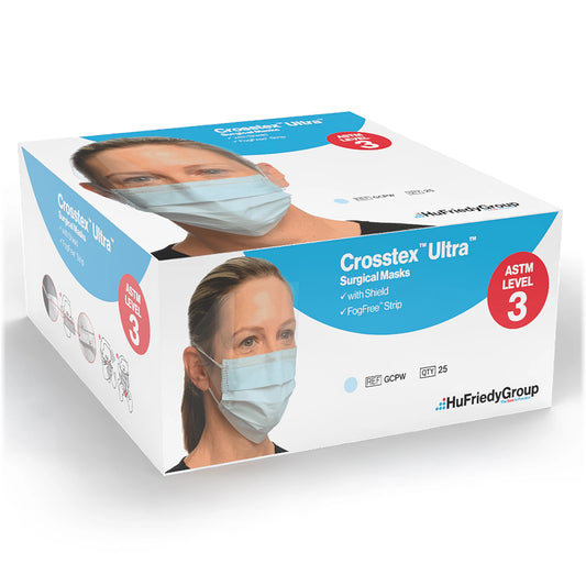 Crosstex - Ultra No-Fog - Face Mask w/Shield - 25-box - Blue ASTM 3