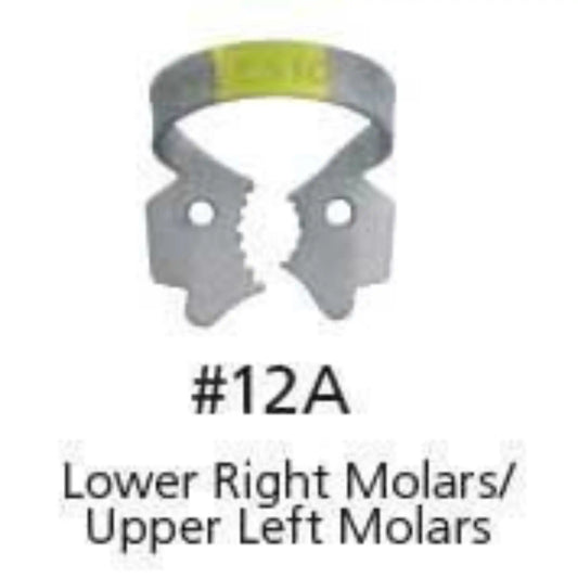 Coltene - Hygenic Fiesta Color Coded Clamps. #12A (yellow) winged metal dam clamp