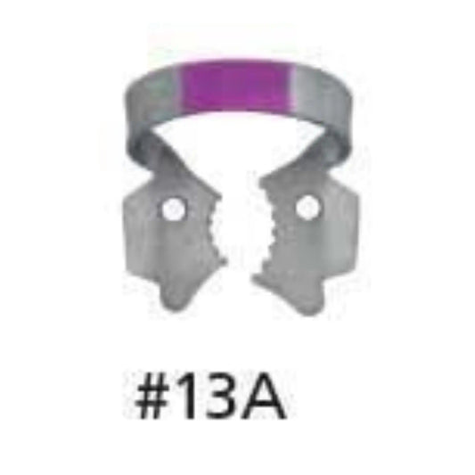 Coltene - Hygenic Fiesta Color Coded Clamps. #13A (pink) winged metal dam clamp. Serrated
