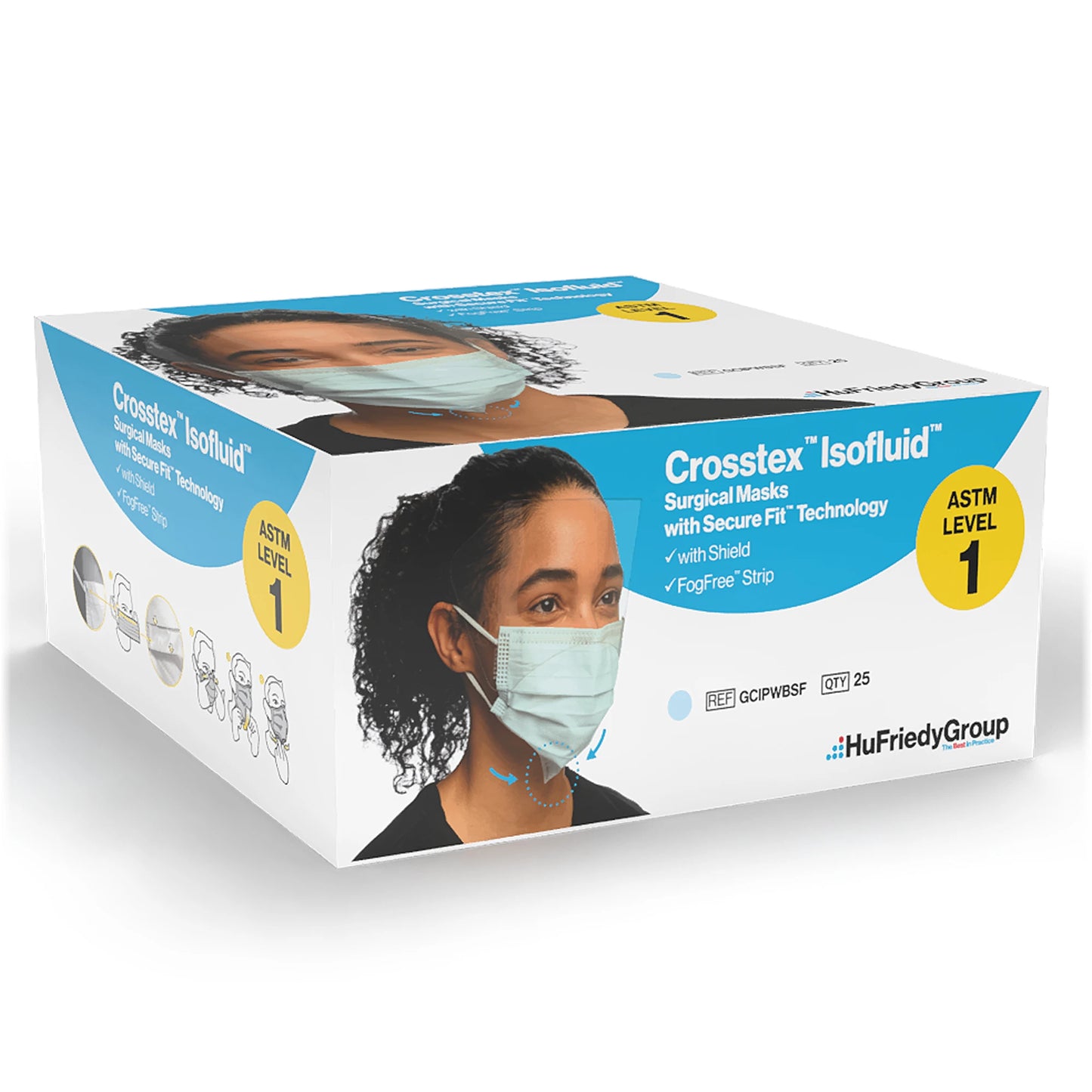 Crosstex - Isofluid Shield Mask Anti Fog Blue w/Splash Shield 25/Bx