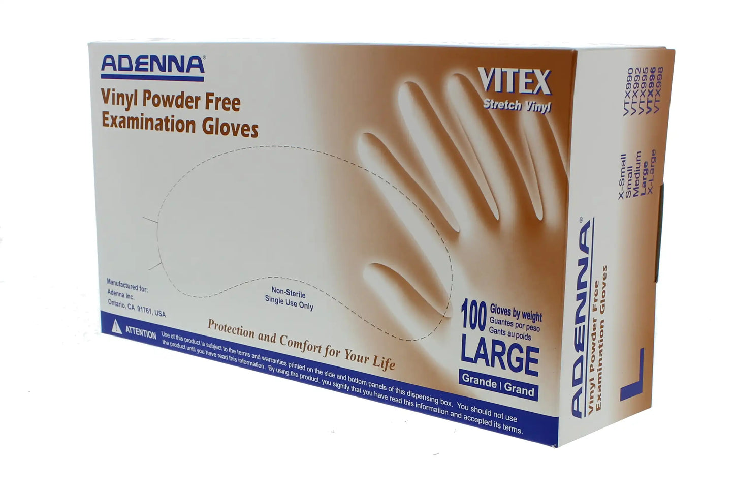 Vinyl PF Exam Gloves 100/Bx Large