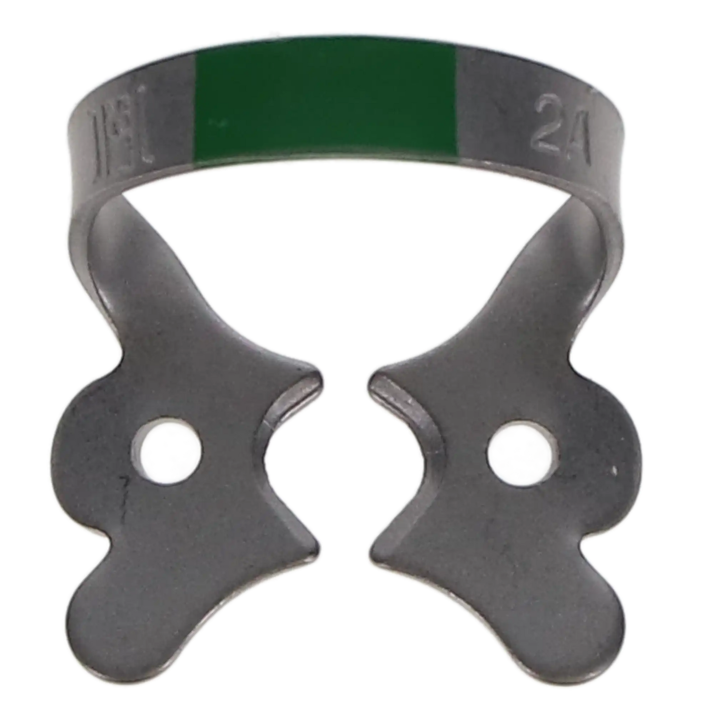 Coltene - Hygenic Fiesta Color Coded Clamps. #2A (green) winged metal dam clamp