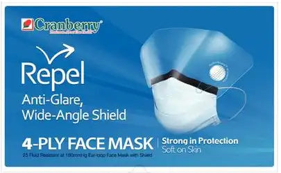 Repel 4-Ply Premium Face Mask w/Shield 25/Bx Sapphire ASTM 3