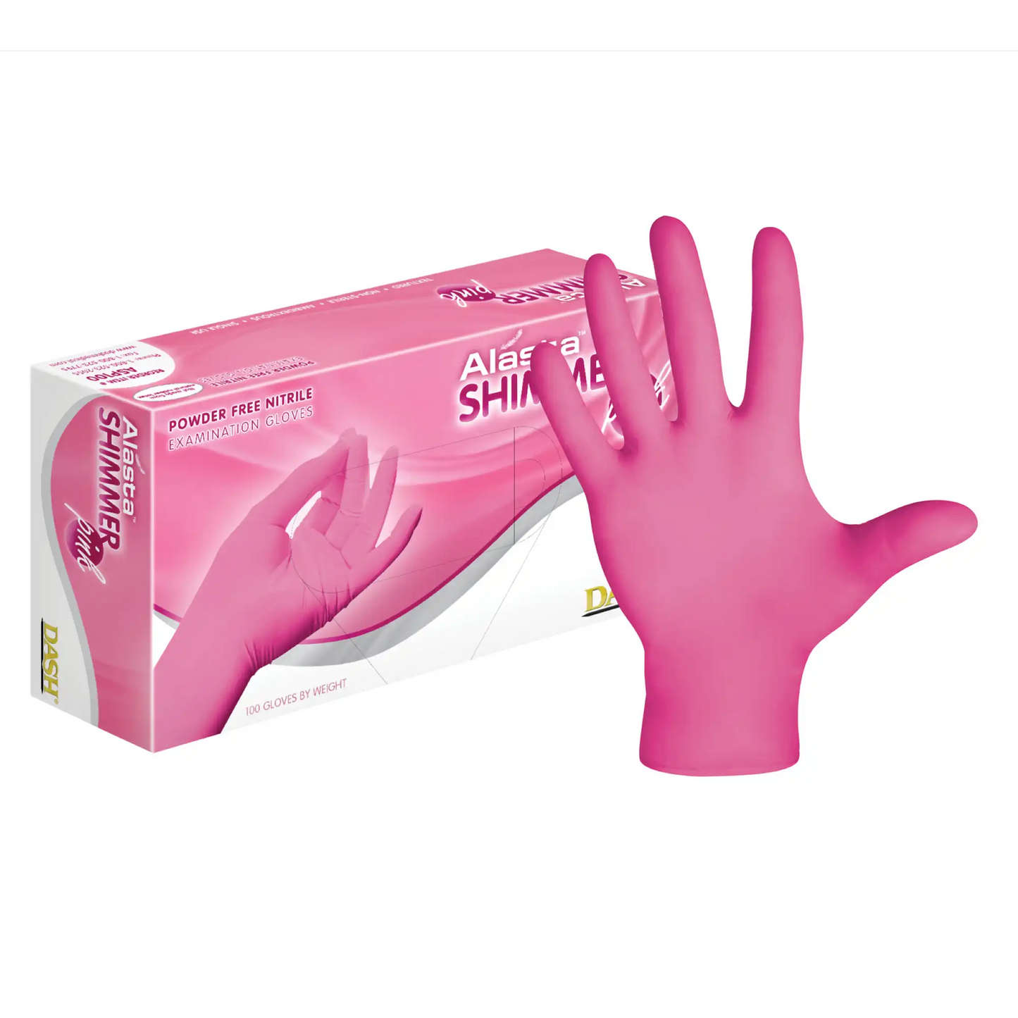 Dash Medical - Alasta PF Shimmer Pink Nitrile Glove S 100/Bx