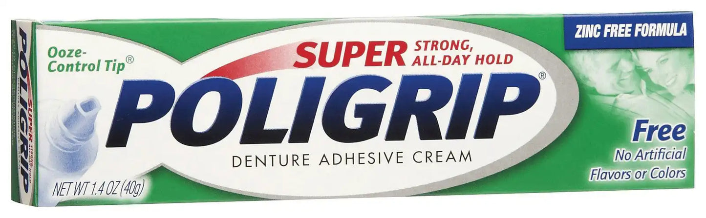 Super Poligrip? Free Denture Adhesive Cream Travel Size, 0.75 oz. tube, 12/pkg, 4 pkg/cs (48 tubes total)