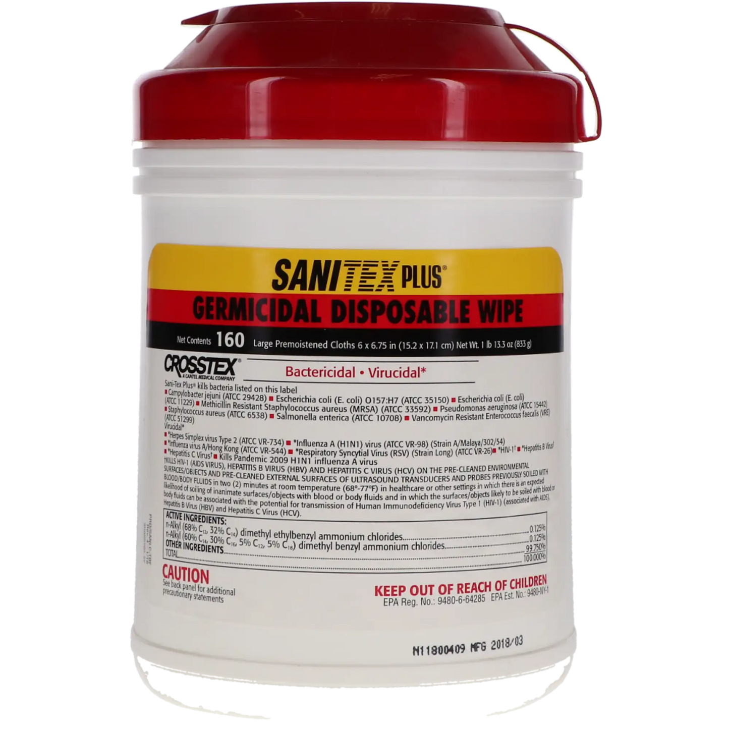 Sani-Cloth Plus Large Wipes 6"X6.75 160/Pk (1 Can)