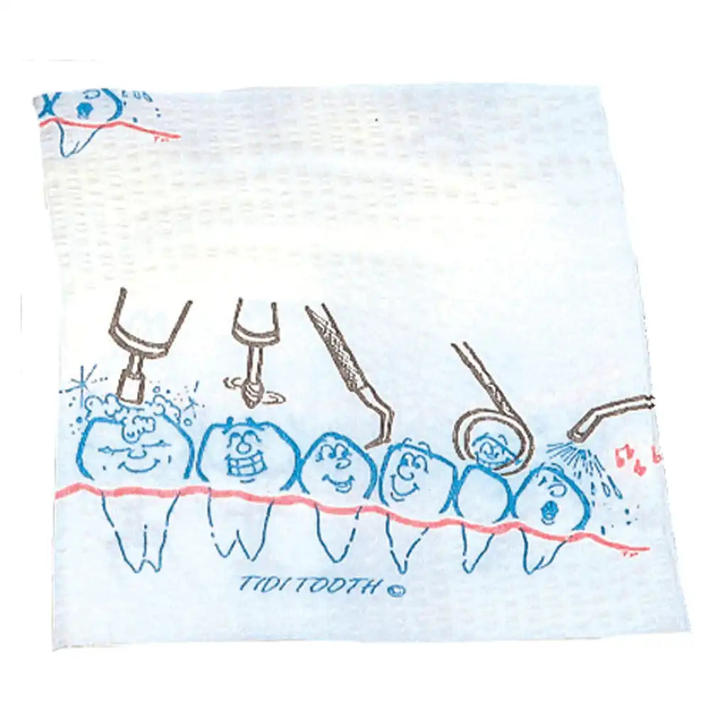 Tidi - Bib 13''x18'' 2+1 Ply 500/Cs Tooth Print **Discontinued
