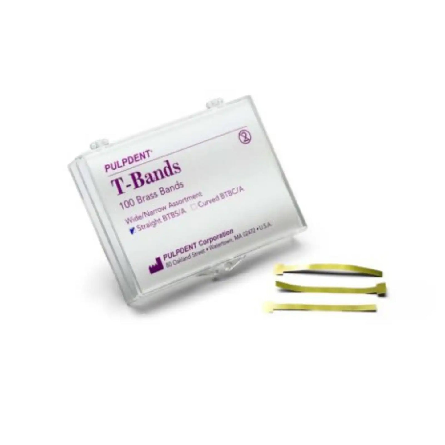 Pulpdent - T-Bands Brass Straight Assorted 100/Box