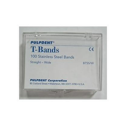 Bands, ?T? Type Stainless  .002?/.05Mm Thick (Box Of 100) Wide (1/4?)