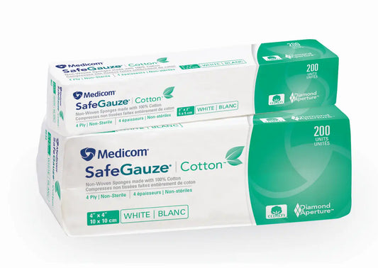 Medicom - SafeGauze Cotton Non-Woven Sponge N/S 4x4 4-Ply 2000/Case