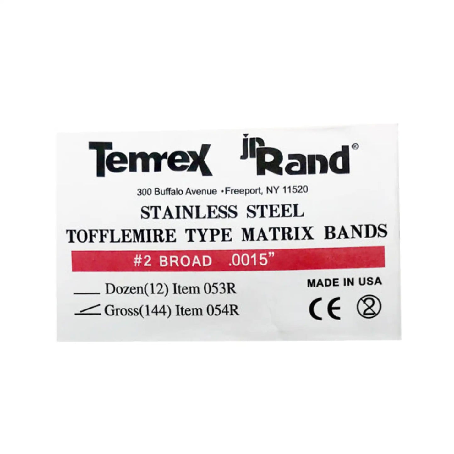 Temrex - Matrix Bands .0015 144/Pk #2 *Discontinued see TE-054