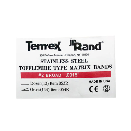 Temrex - Matrix Bands .0015 144/Pk #2 *Discontinued see TE-054