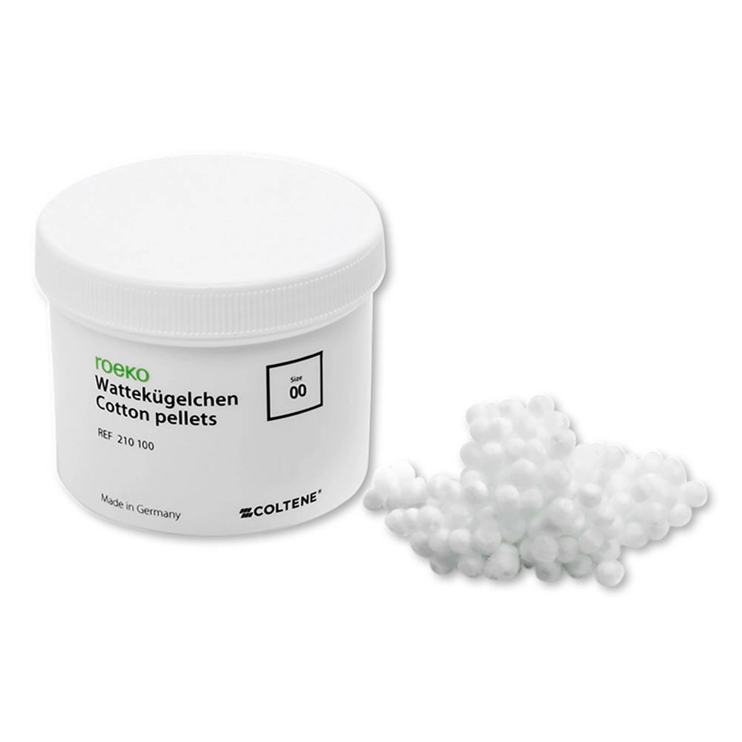 Coltene - Roeko Cotton Pellets, Size #00, 4.0mm, Uniform size, Single 4.0 gram jar