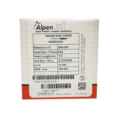 Coltene - Alpen x1 FG #856.024 Super Coarse Grit, Round End Taper Large 25/Pk