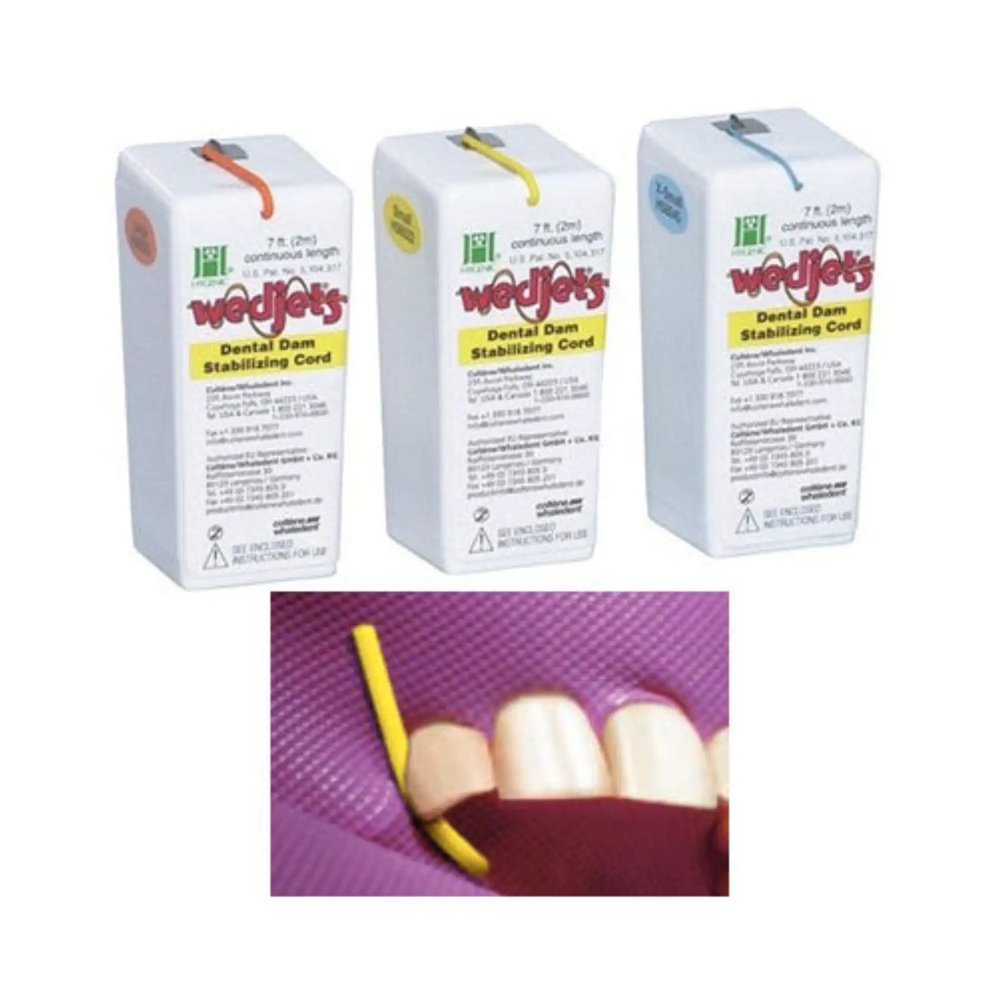 Coltene - Wedjets Dental Dam Stabilizing Cord - Non-Latex, Small, Lime Green. Dispenser