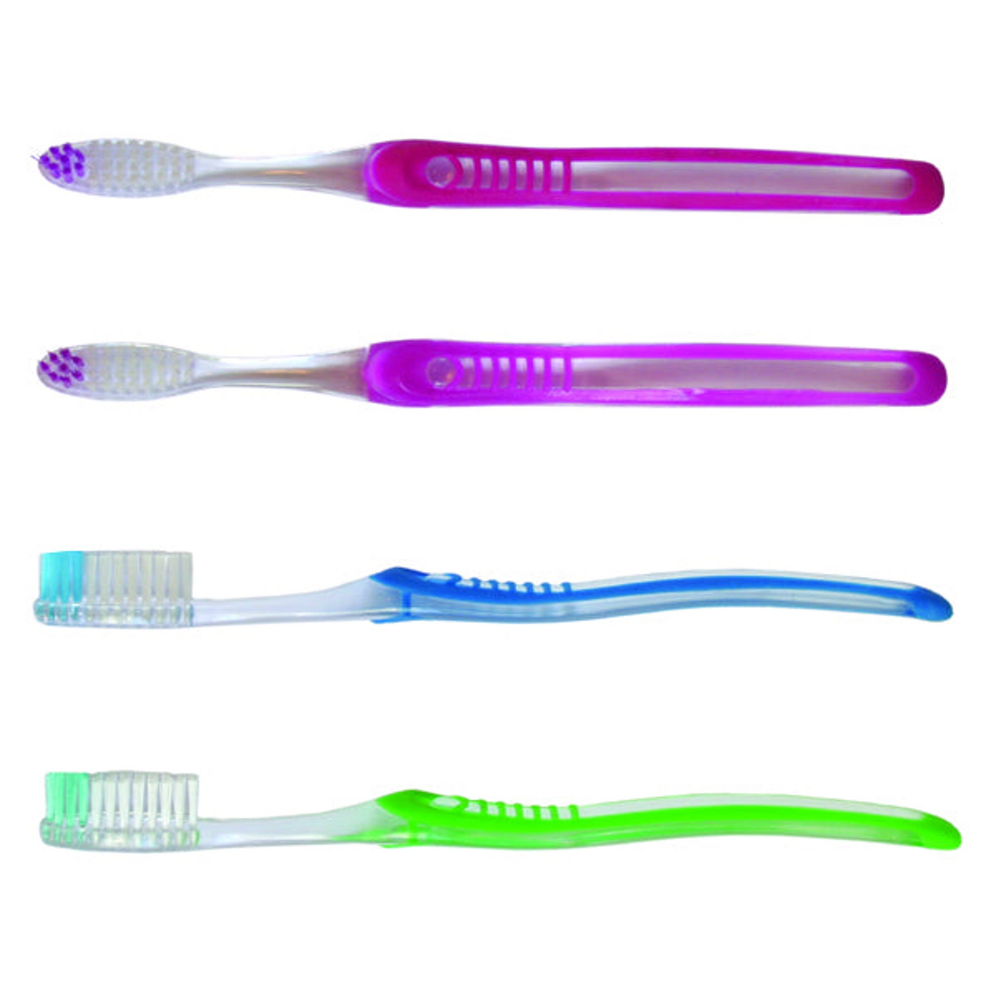 Oraline - Adult Toothbrush with 36 tufts of soft 2 color bristles, Clear handle **Discontinued