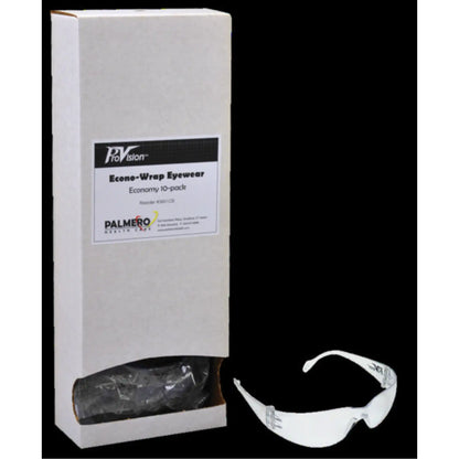 Palmero - Econo Wrap Eyewear, 10-Pack Dispenser with Clear Eyewear