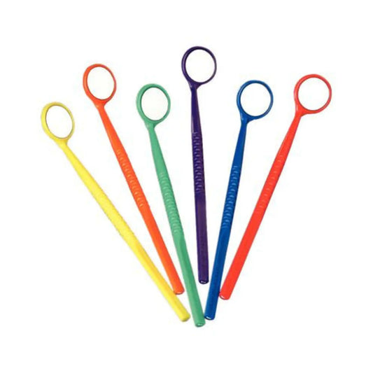 Plasdent - Disposable Plastic Mirror Mill-Ruler, Front Surface Assorted Colors, 48Pcs/Bag