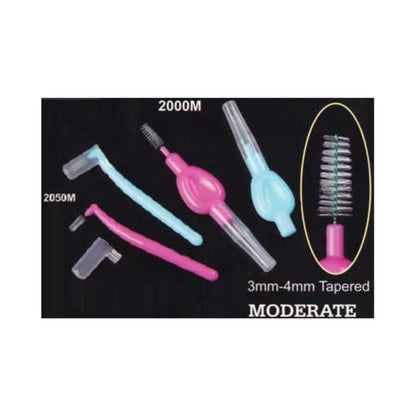 Plasdent - Interdental Brushes-Moderate Light Blue & Mauve Assorted 50 Bags Of 1Pcs/Box