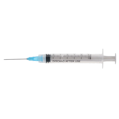 Plasdent - Pre-Tipped Irrigator Syringe 3Cc, 23Ga, 100Pcs/Box Side Vented, Monoject Style