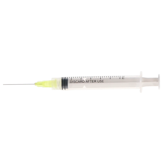 Plasdent - Pre-Tipped Irrigator Syringe 3Cc, 27Ga, 100Pcs/Box Side Vented, Monoject Style