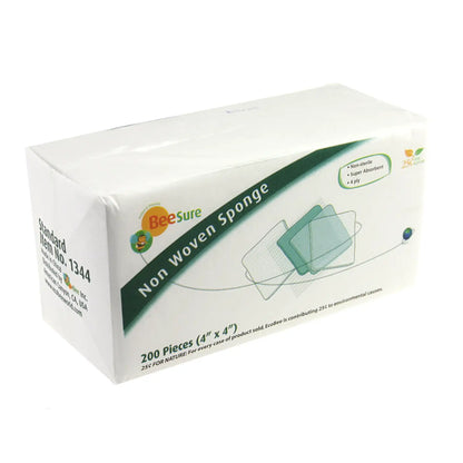 BeeSure Non-Woven Sponge NS 4x4 2000/Pk 4-ply rayon and polyester blended