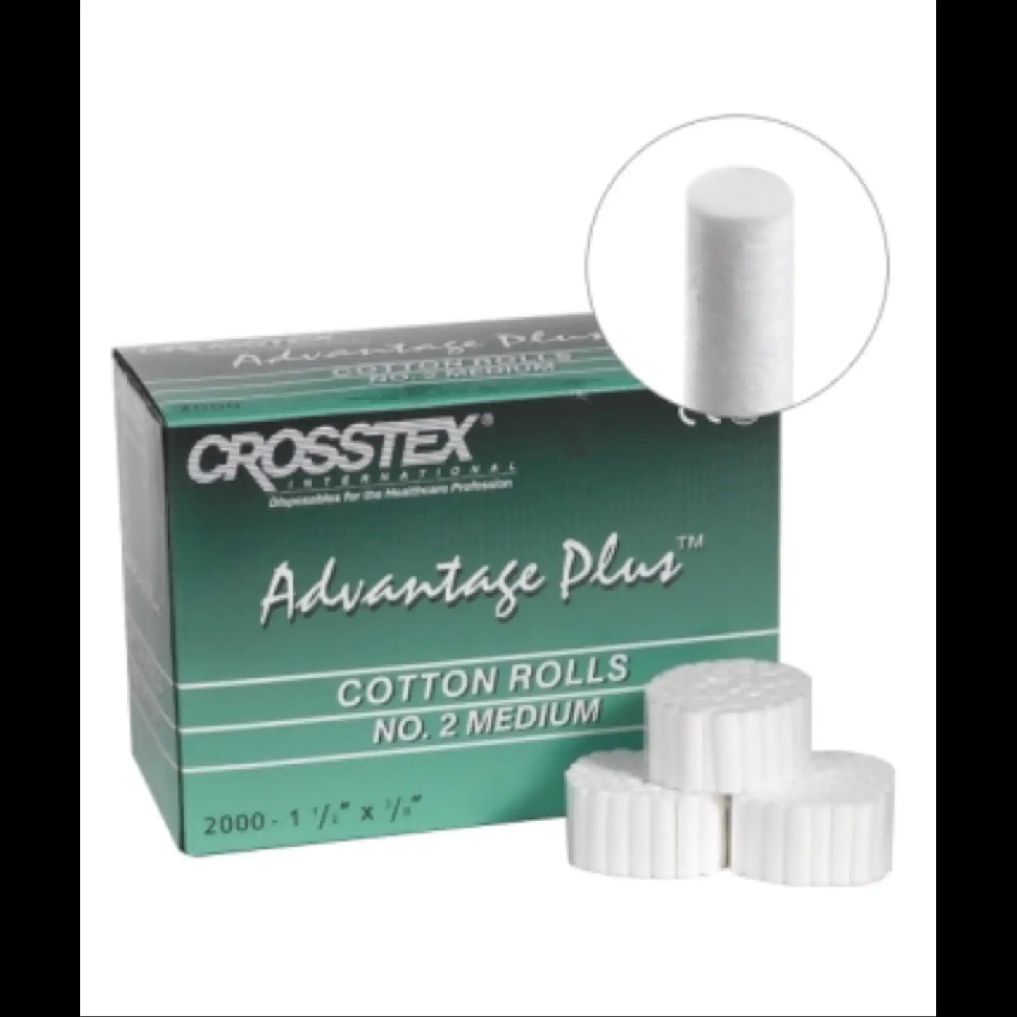 Crosstex - Advantage Plus 1.50" x .375" (#2 medium) Non-Sterile Cotton Roll, 2000/Bx