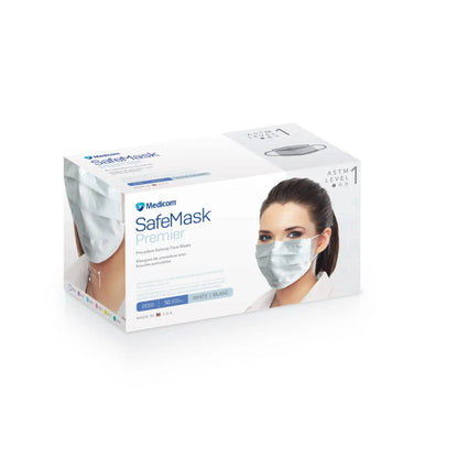 Medicom - Safe-Mask Premier Safe-Mask Premier WHITE Ear-Loop Face Mask, 50/Bx. ASTM