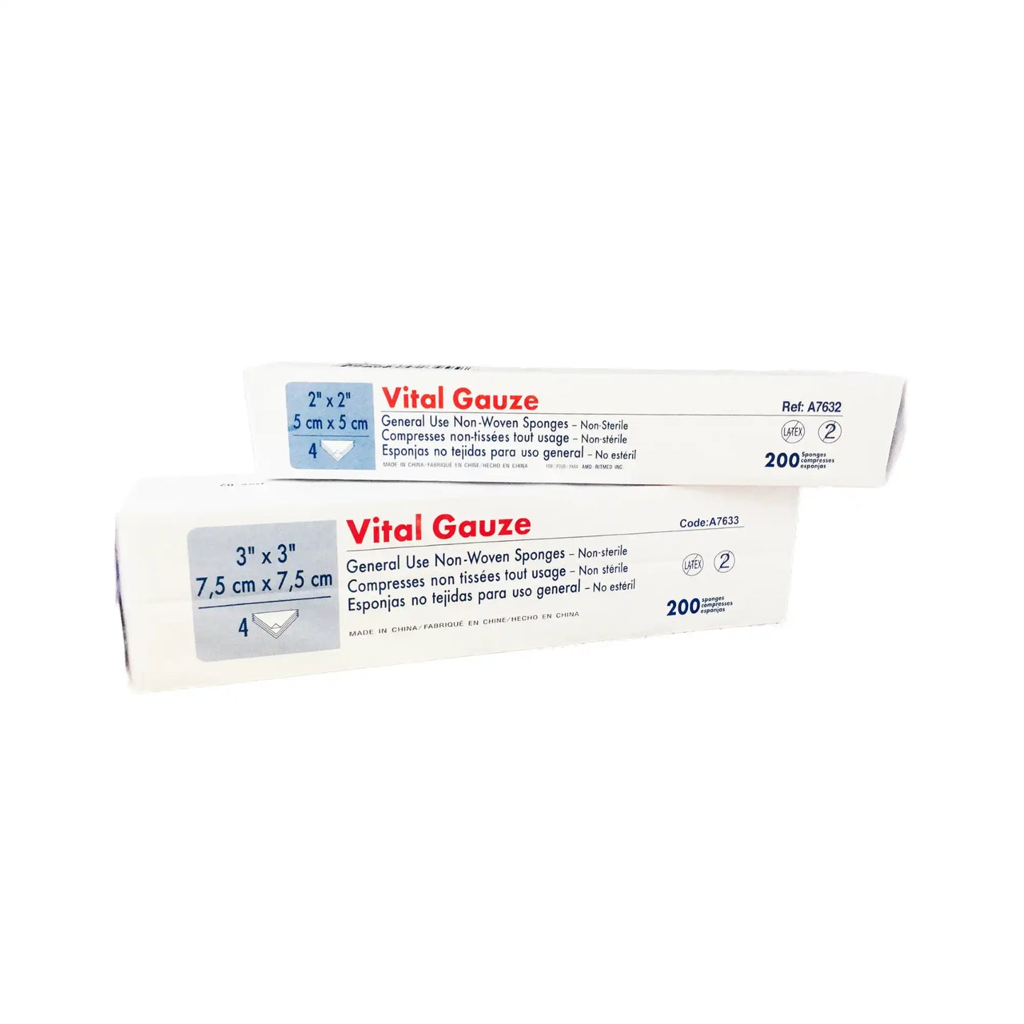 Medicom - Vital Gauze 2" x 2" 4-ply Non-Sterile Non-Woven All Purpose Sponge, Case of 8000