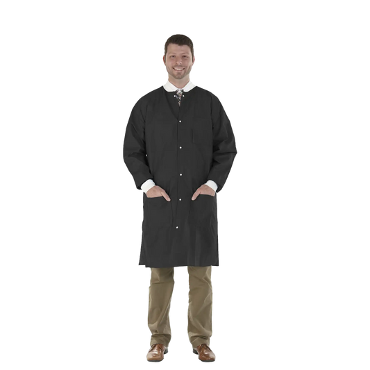 Medicom - SafeWear Hi-Perform Lab Coat Black Medium 12/Pk
