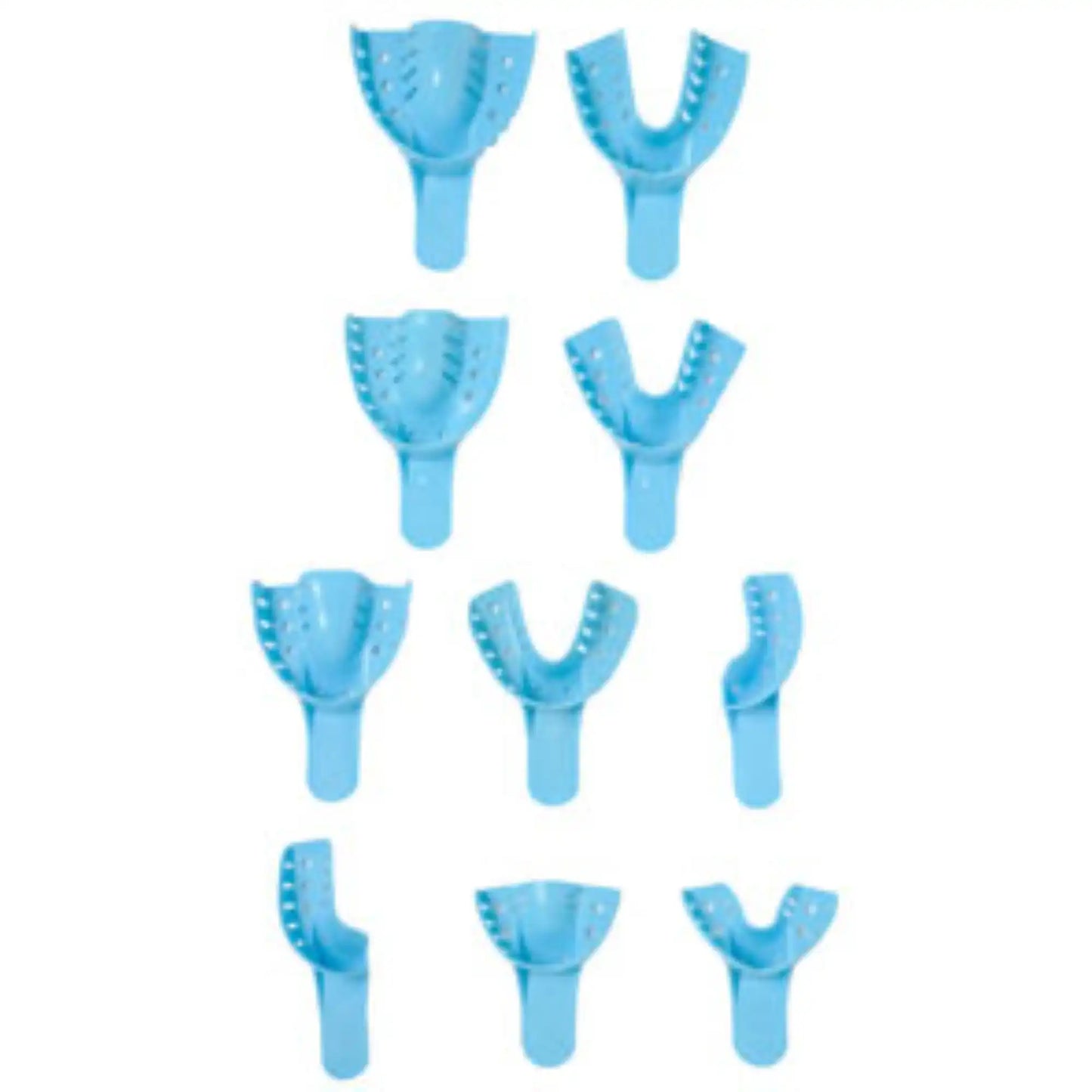 Defend - #4 Medium Lower Perforated Plastic Impression Trays, Blue. Bag of 12