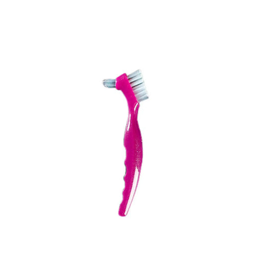 Plasdent - CareBrush Magenta Angled Standard Denture Brushes With Ergonomic Handle, Pack