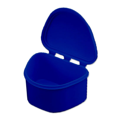 Plasdent - Denture Box - Dark Blue Chroma Colored 12/Bx. Plastic with Hinged Lid